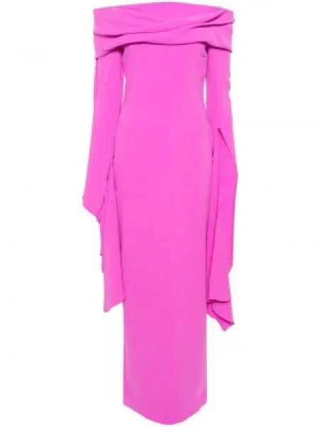 Rochie maxi Solace London drapată roz