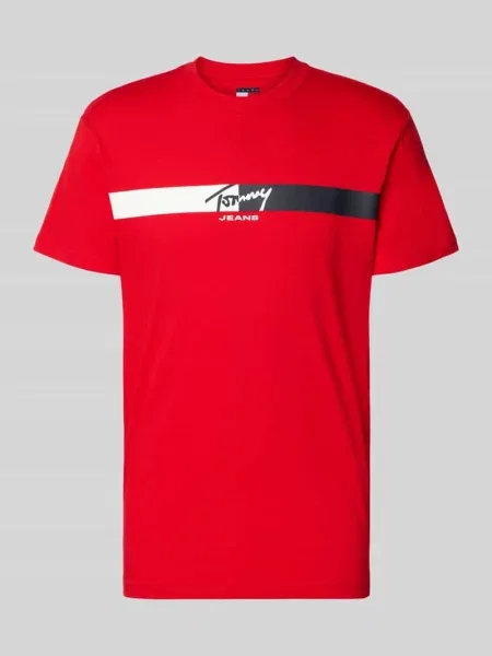 T-shirt o kroju regular fit z czystej bawełny Tommy Jeans czerwona