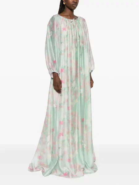 Rochie maxi Bernadette cu model floral cu imagine verde