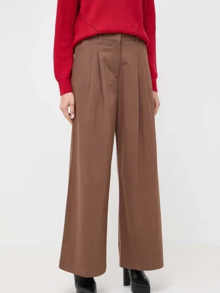 Pinko spodnie szerokie high waist brązowy