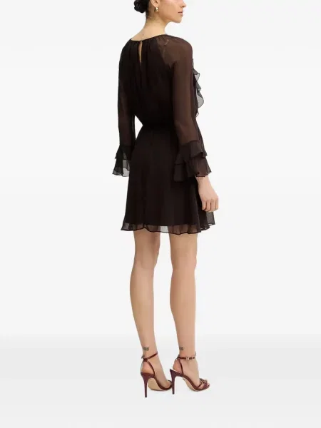 Lung rochie mini Morgan cu volane maro