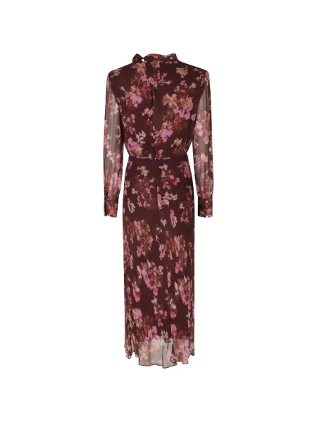 Rochie Nissa cu model floral maro