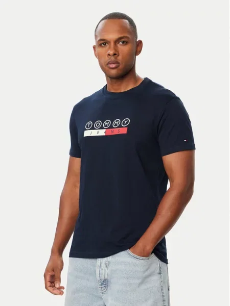 Tommy Jeans Tričko DNA PLAY námornícka modrá / červená biela