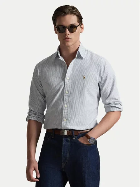 Polo Ralph Lauren Сорочка Блакитний Custom Fit синя