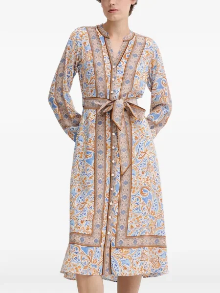 Rochie midi Hale Bob cu model paisley până la genunchi de costum albastru