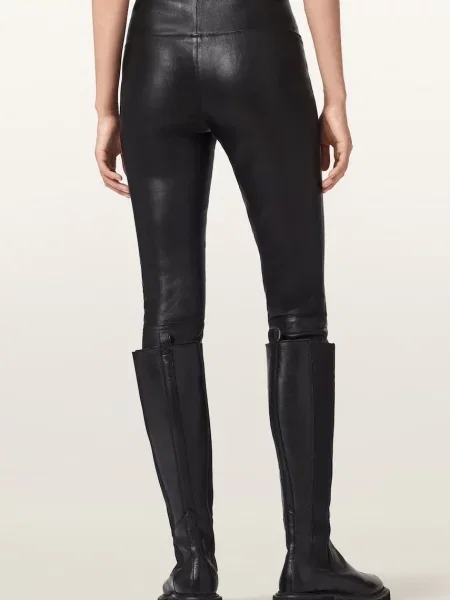Pantaloni Allsaints din piele negru
