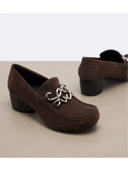 Pantofi cu toc Loewe din piele de căprioară maro