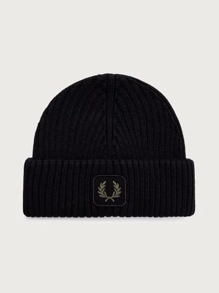 FRED PERRY Cotton Ribbed Beanie Black Universal negru