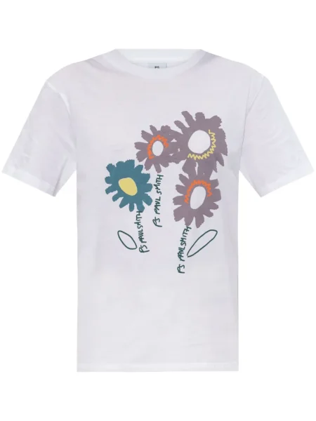 Tricou Ps Paul Smith cu model floral cu imagine alb