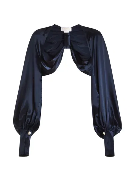 Geacă Genny din satin drapată albastru