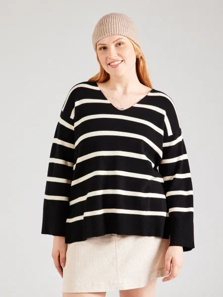 Vero Moda Curve Pulover VMCSaba črna bela