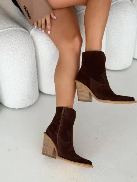 Замшевые ботильоны 105.store коричневые