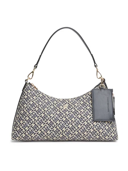 TOMMY HILFIGER Geantă de umăr JACQUARD / bleumarin / albastru deschis bej