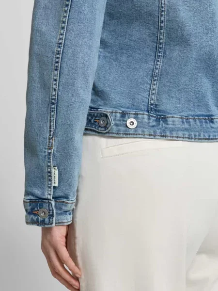 Kurtka dżinsowa o kroju slim fit z mieszanki bawełny Tom Tailor niebieska