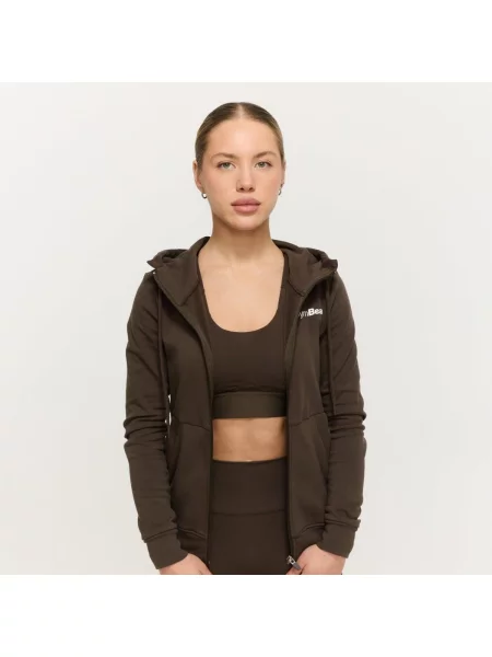 Bluza fitness z kapturem Limitless Zip Up Hoodie brązowa