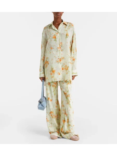 Pantaloni Mcqueen cu model floral bej