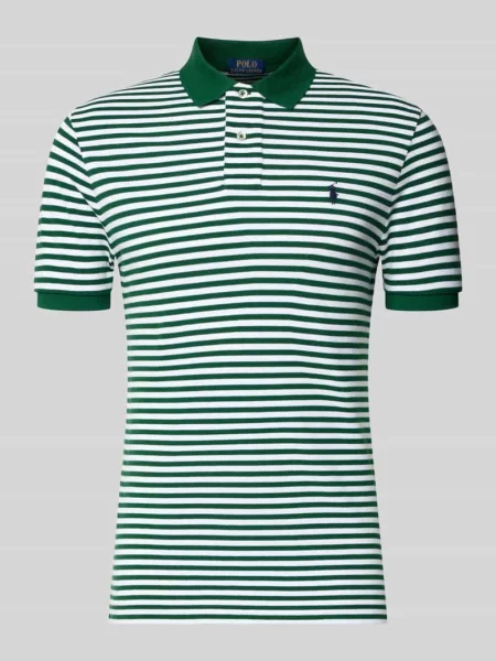Koszulka polo o kroju slim fit z czystej bawełny model YD MESH STRIPE POLO' Polo Ralph Lauren zielona