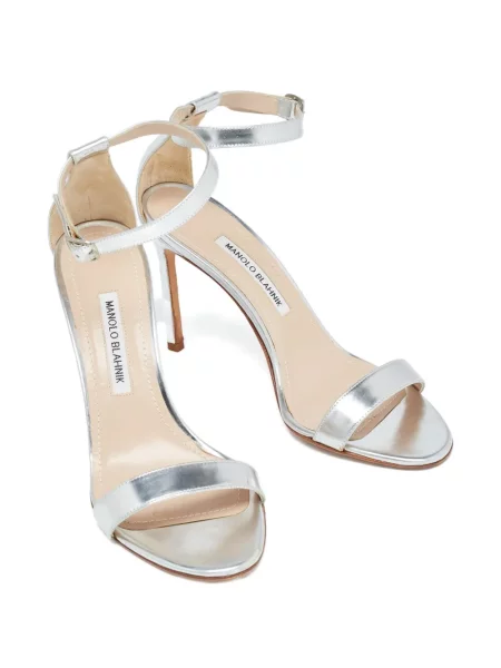 Sandale Manolo Blahnik din piele argintiu
