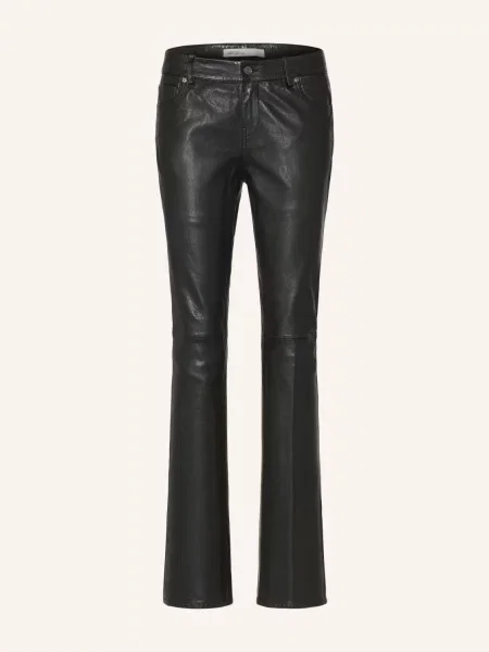 Allsaints Kožené Kalhoty Riella černá