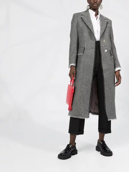 Płaszcz Thom Browne w paski szary
