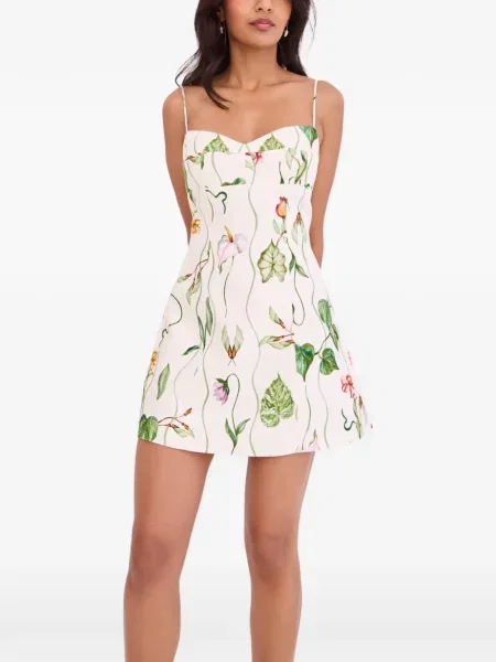 Rochie mini Cara Cara cu model floral cu imagine alb