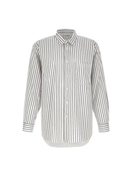 Koszula Comme Des Garcons w paski z paskiem biała
