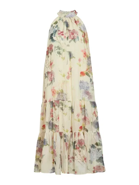 VILA Rochie de vară VINIA / albastru pastel / verde închis / roz pitaya bej