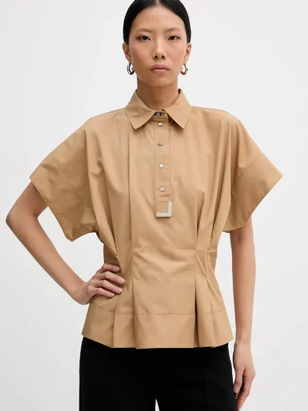 Karl Lagerfeld bluzka gładka beżowy