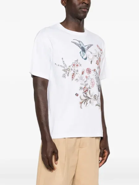 Tricou Etro cu broderie cu model floral alb
