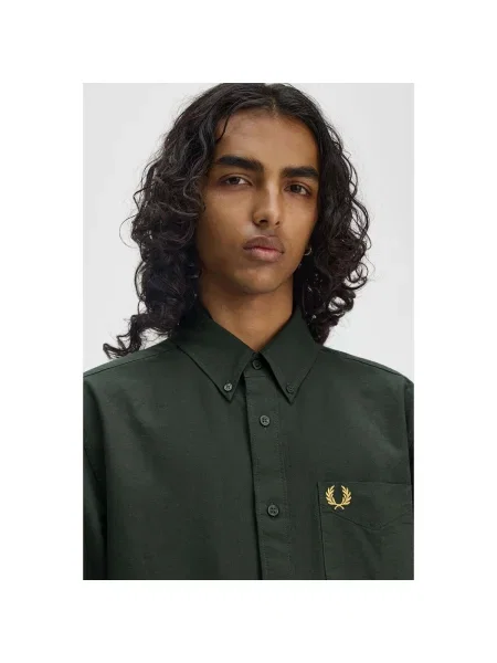 Cămașă Fred Perry din țesătură twill verde
