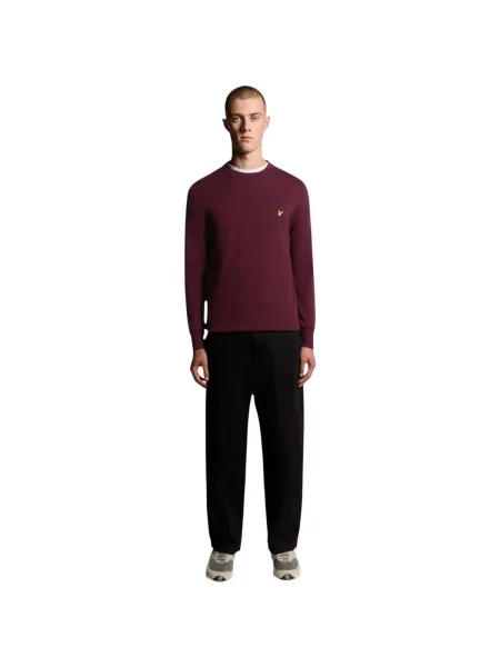 Pulover Lyle & Scott din lână merinos cu decolteu rotund roșu