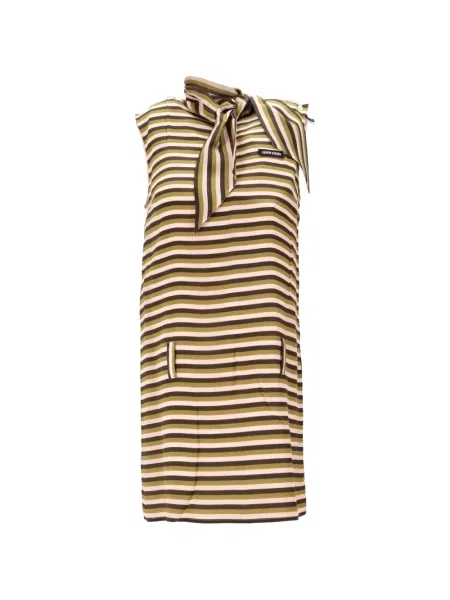 Rochie mini Miu Miu cu dungi cu legături verde