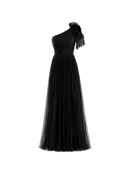 Rochie maxi Monarh cu volane asimetrică negru