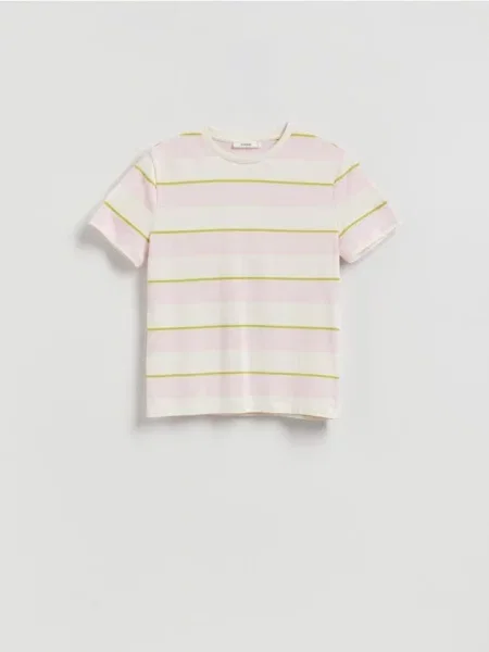 Reserved Tricou din în dungi roz