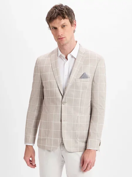 Finshley & Harding Kurtka z zawartością Maarten Maarten Mężczyźni Modern Fit w kratkę 25 beżowy