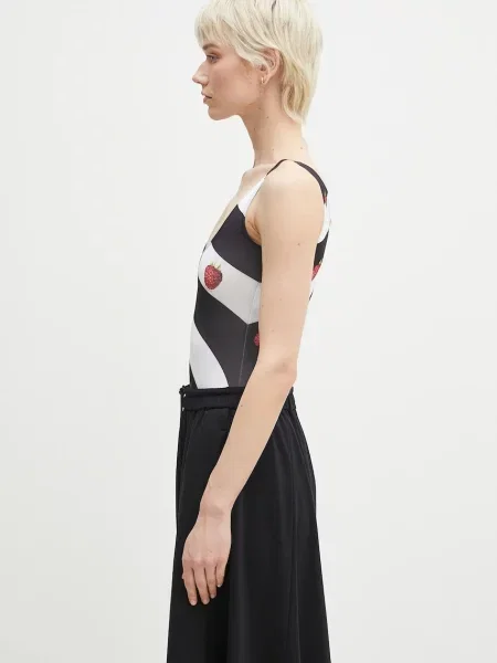 Боди Fiorucci в полоску с принтом черное