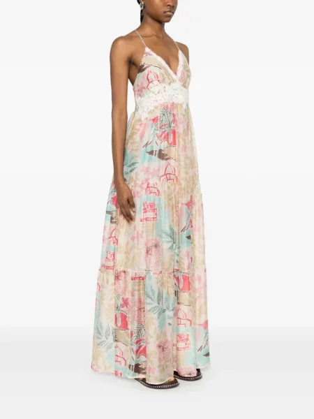 Sukienka maxi Ermanno Firenze w kwiatki koronkowa