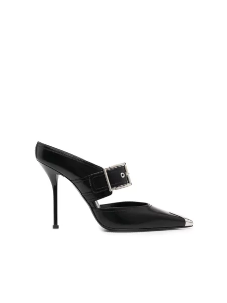 Klapki Alexander Mcqueen skórzane czarne
