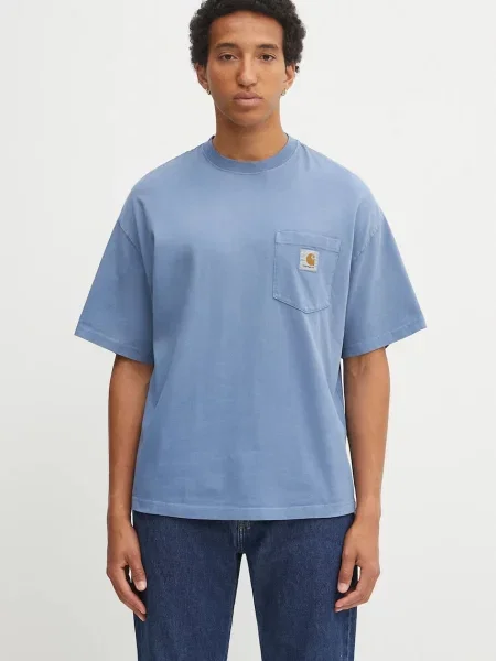 Carhartt Wip Koszulki Mężczyzna L T-shirt Hudson z kieszenią niebieski