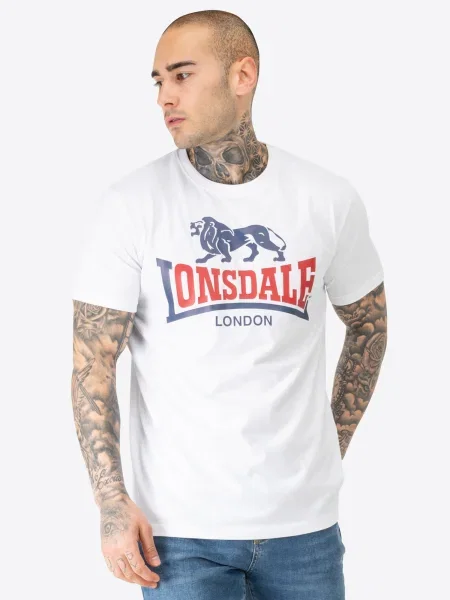 LONSDALE Tricou bleumarin / roșu alb