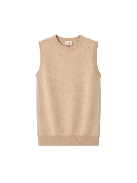 GOBI Cashmere Vestă tricotată Women's Essential Cashmere Crewneck Vest' bej