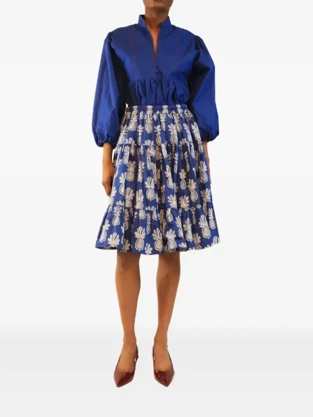 Fustă La Doublej cu model floral albastru