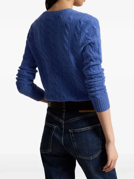 Džemper Polo Ralph Lauren s V-izrezom plava