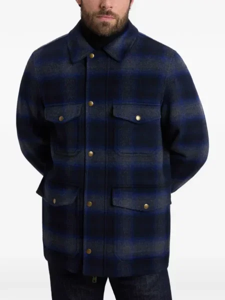 Geacă cămașă Woolrich în carouri albastru