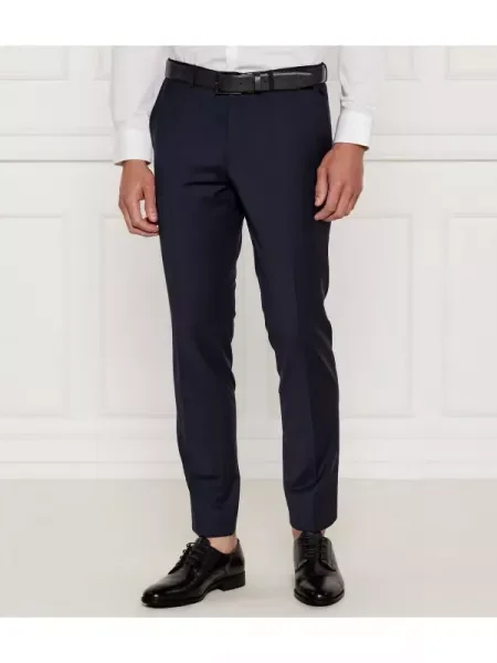 HUGO gyapjú nadrág | extra slim fit kék