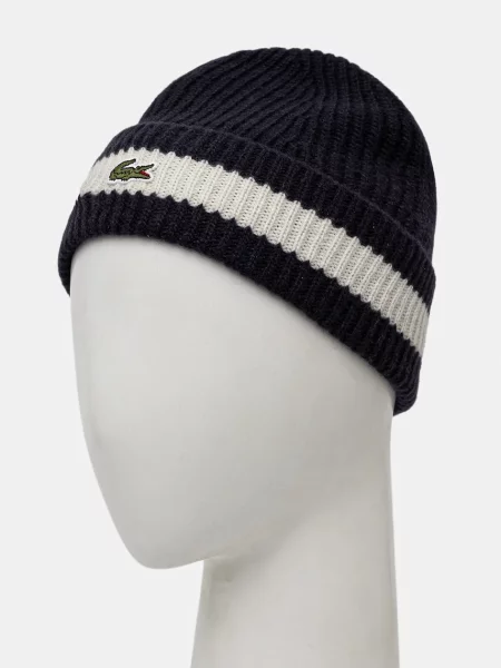 Шерстяная шапка Lacoste синяя