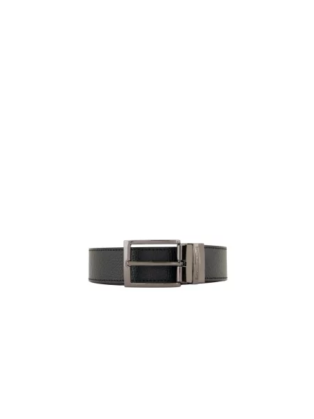 Pasek Emporio Armani skórzany na sprzączkę dwustronny czarny