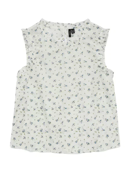 VERO MODA Bluză VMTRINE albastru / albastru deschis / oliv alb