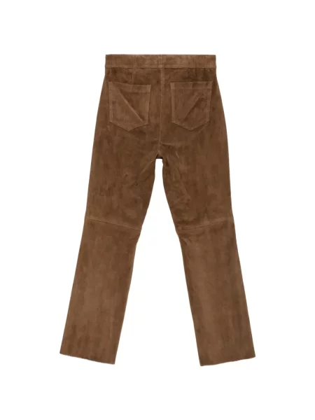 Pantaloni Luisa Cerano din piele de căprioară maro