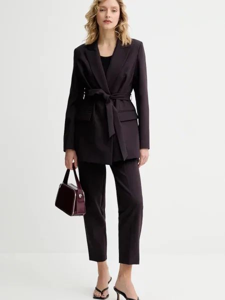 Answear.LAB spodnie fason cygaretki high waist fioletowy